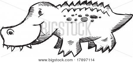 Doodle fragmentariske Alligator vektor Illustration