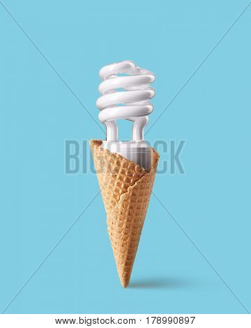 Compact fluorescent bulb in ice cream cone