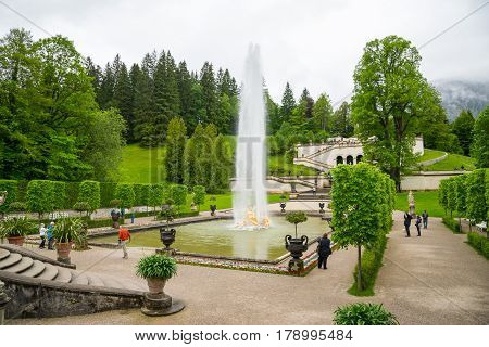 Fountain Group Flora And Puttos In Linderhof Palace. Bavaria, Germany