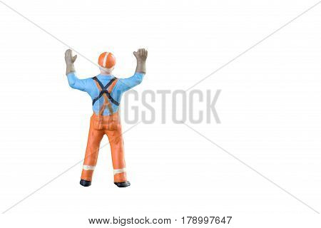 Miniature People Engineer And Worker Occupation Isolated With Clipping Paht On White Background. Ele