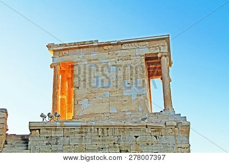 Propylaea Temple Of Athenanike Near The Entrance To The Acropolis Just Above The Theater Odeon Of He