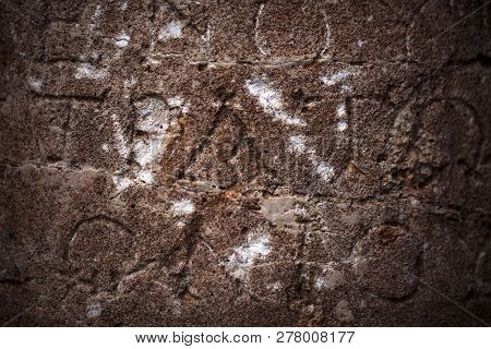 Historical Antique Age Epigraph On Marble Tablet Stone