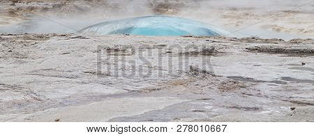 Strokkur Geyser Eruption. Geysir Geyser View, Iceland