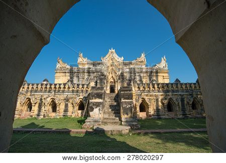 Maha Aung Mye Bonzan Monastery The Royal Monastery Temple Is A Rare Survivor From The Ava Era, Inwa 