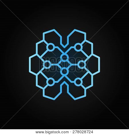 Geometric Digital Brain Blue Linear Icon. Vector Ai Cyberbrain Concept Sign In Thin Line Style On Da