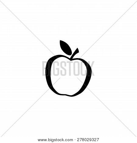 Apple Line Icon Black Vector & Photo (Free Trial) | Bigstock