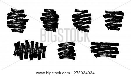 Marker Strokes Set Abstract Vector Illustration. Border Design Template.