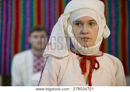Belarus, Gomel, November 24, 2018.reconstruction Of The Ancient Slavic Belarusian Ukrainian Wedding 