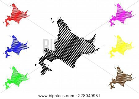 Hokkaido (administrative Divisions Of Japan, Prefectures Of Japan) Map Vector Illustration, Scribble