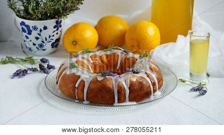 Lemon Cake With Homemade Limoncello And Lavander