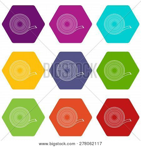 Duct Tape Icons 9 Set Coloful Isolated On White For Web