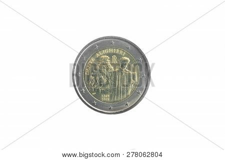 Commemorative 2 Euro Coin Of Italy Issued In 2015, Dedicated To 750th Anniversary Of The Birth Of Da
