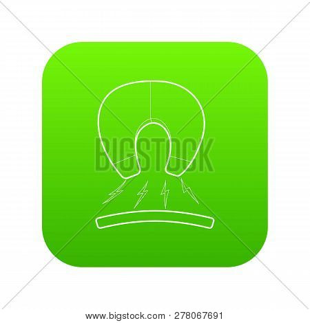 Magnet Icon Green Vector Isolated On White Background