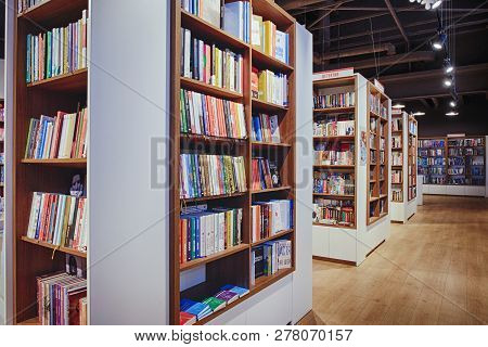 Famous International Books For Sale In The Bookstore, One Of The Book Retailers In Ukraine. - Image