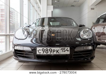 Novosibirsk, Rissia - 08.01.2018: Front View Of The 2006 Sport Porsche Boxster S Sedan Prepared For 