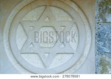 The Star Of David Engraved In The Marble - Traditional Symbol Of Modern Jewish Identity And Judaism