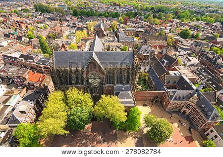 Arial View From The Top Of The Tower Of The St. Martins Cathedral At Sunny Day. Beautiful View Of Hi