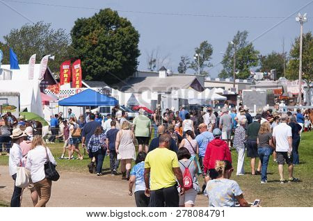 Goshen, Connecticut.  September 4, 2017.  Many People Walking On The Midway At The Annual Goshen Fai