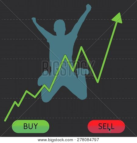Stock Market Jumping Man Profit Graph Vector