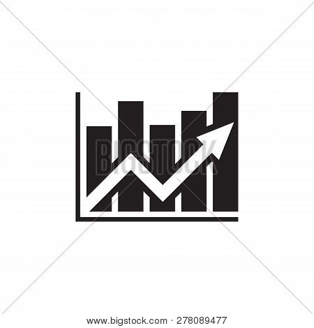 Analysis Stock Market - Black Icon On White Background Vector Illustration. Financial Chart Analysis
