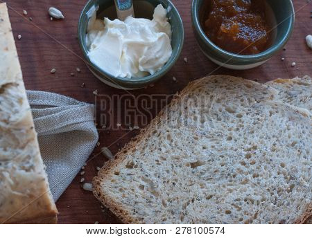 A Tasty And Healthy Breakfast In A Wooden Table
