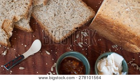A Tasty And Healthy Breakfast In A Wooden Table