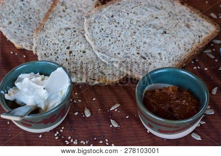 A Tasty And Healthy Breakfast In A Wooden Table