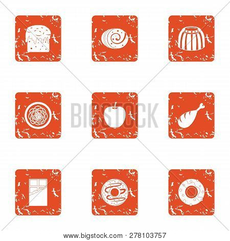 Dulcet Icons Set. Grunge Set Of 9 Dulcet Icons For Web Isolated On White Background