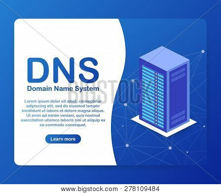 Dns Domain Name System Server. Vector Stock Illustration.