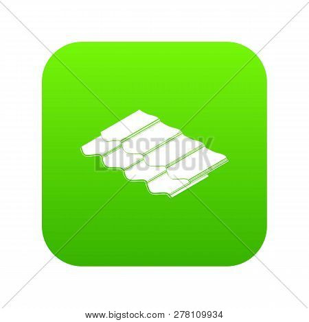 Metal Tile Icon Green Isolated On White Background