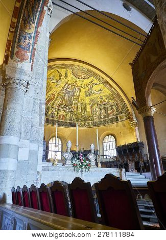 Milan, Italy - December 29, 2018. Chancel Of The Basilica Of Sant Ambrogio. Milan, Lombardy, Italy.