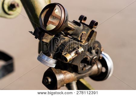 Aiming Device For Military Rocket Launcher. Outdoor Military Vehicles Museum. Aiming Device For Miss