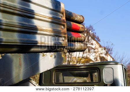 Aiming Device For Military Rocket Launcher. Outdoor Military Vehicles Museum. Aiming Device For Miss