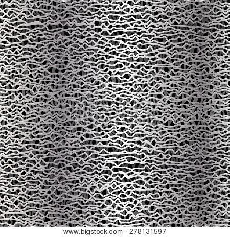 Metal Gradient Background. Abstract Mesh Or Fiber Texture. Intersecting Broken Lines. Industrial Bac