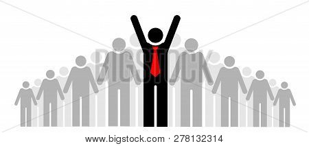 Team Or Community. A Group Of People And Its Leader Or Boss.