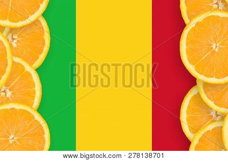 Mali Flag  In Citrus Fruit Slices Vertical Frame