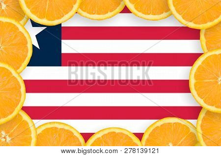 Liberia Flag  In Fresh Citrus Fruit Slices Frame