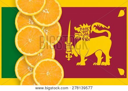 Sri Lanka Flag And Citrus Fruit Slices Vertical Row