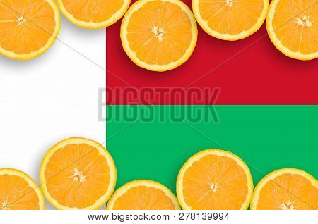 Madagascar Flag  In Citrus Fruit Slices Horizontal Frame