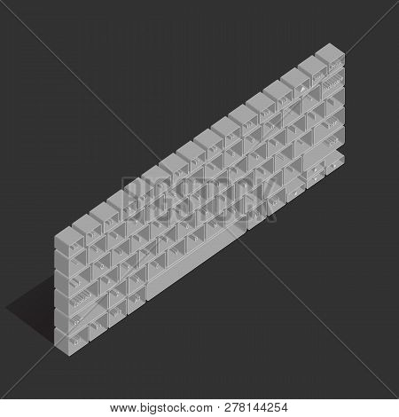 Three-dimensinal Vector Keyboard On The Black Background
