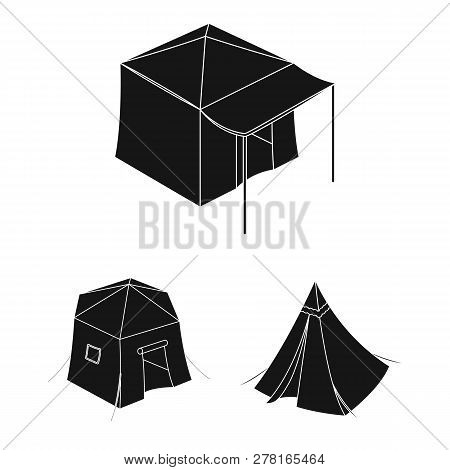 Vector Illustration Of Tent  And Camp Symbol. Set Of Tent  And Forest Stock Vector Illustration.