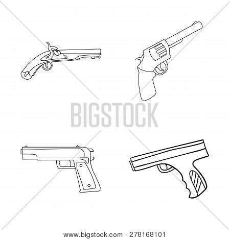 Vector Design Of Revolver And Pistol Sign. Collection Of Revolver And Trigger Stock Vector Illustrat