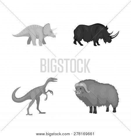 Vector Design Of Animal And Character Symbol. Set Of Animal And Ancient  Vector Icon For Stock.