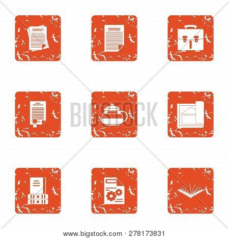 Compromise Solution Icons Set. Grunge Set Of 9 Compromise Solution Icons For Web Isolated On White B