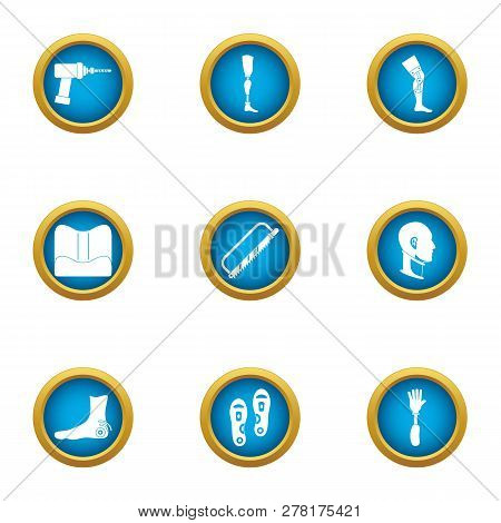 Plastic Foot Icons Set. Flat Set Of 9 Plastic Foot Icons For Web Isolated On White Background