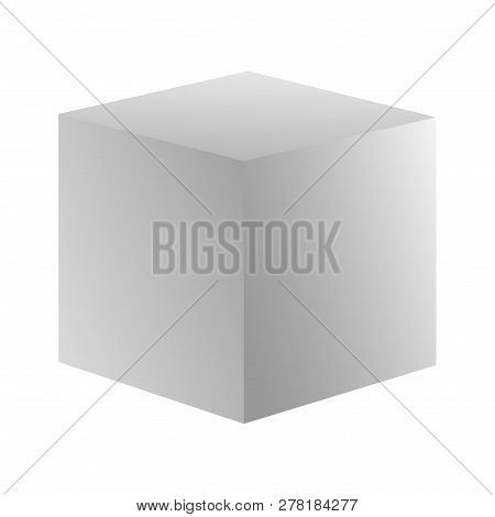 White Gradient Vector Cube. Vector Icon Stock Illustration