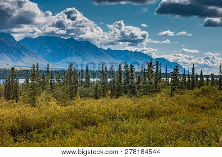 Amazing View Of Landscape Mountain In Alaska. Indescribable Beauty Of Nature!