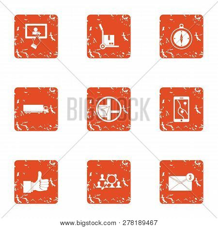 Successful Job Icons Set. Grunge Set Of 9 Successful Job Icons For Web Isolated On White Background