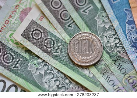 Mix Of Currency Coins And Banknotes Pln And Eur Money Value