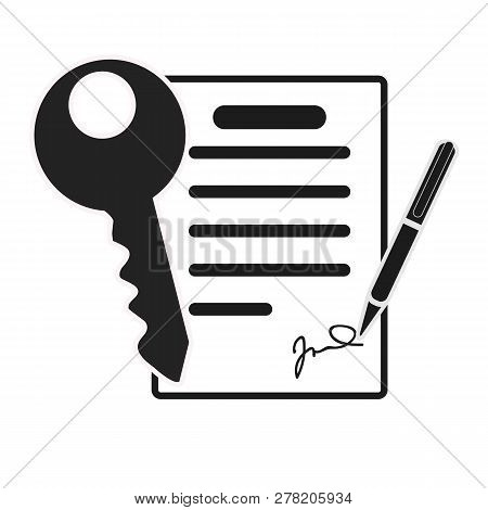 Vector Icon Style Illuetration Icon Of Contract Sogning And Buying A Property, Real Estate, Hotel, A